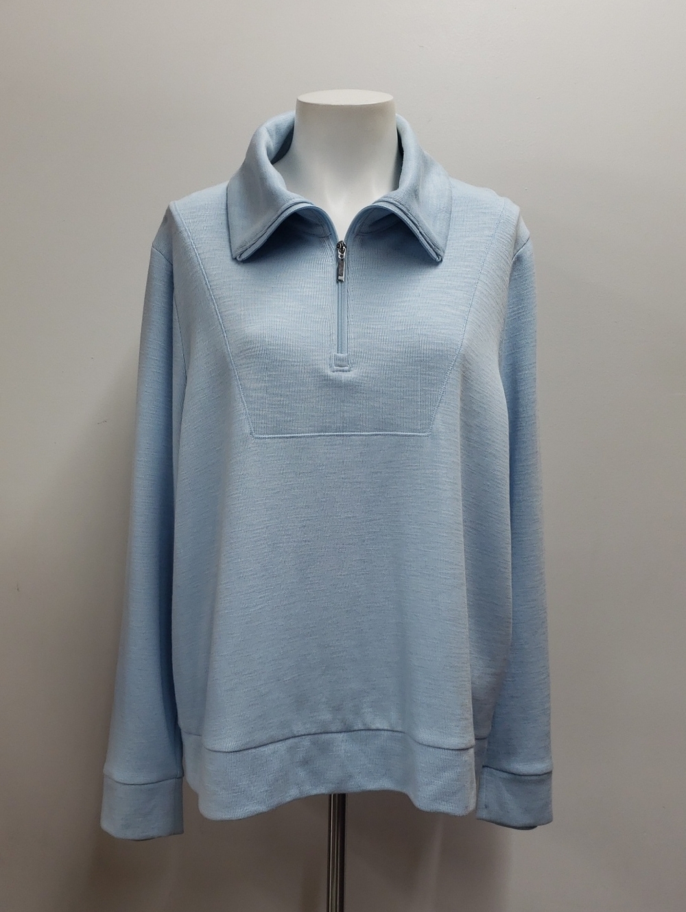 Chico's Slub Half-Zip Pullover Top Women's XL Cozy Lounge Beach Golf Comfy Soft